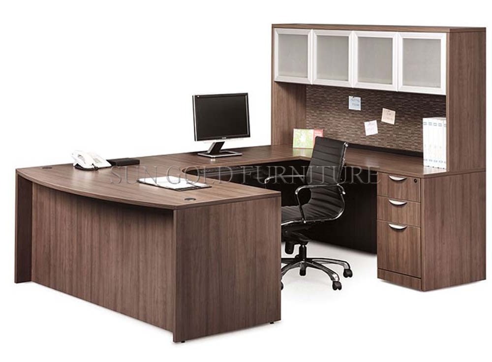 Modern luxury office desk u shape desks with bookcase