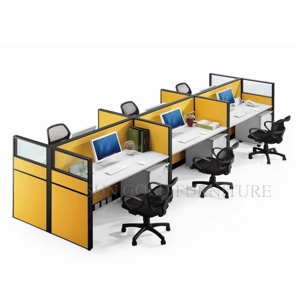 commercial furniture Modern MDF wood  6 person office cubicle partition office workstation (SZ-WS249)