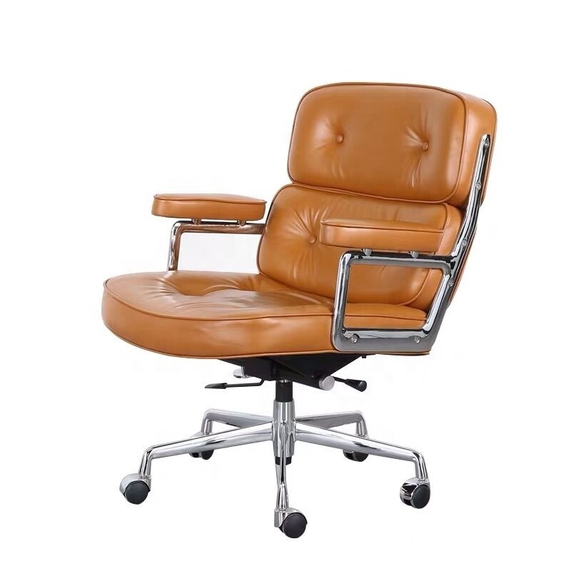 high back lobby chair genuine leather reclining chair brown boss office chair