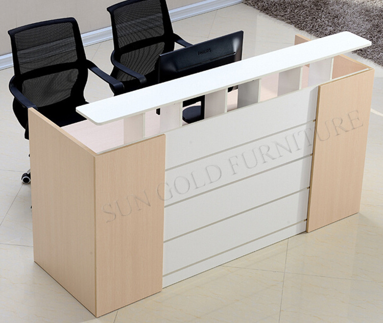 Pink modern wood small shop counter design office reception desk (SZ-RTB025-2)