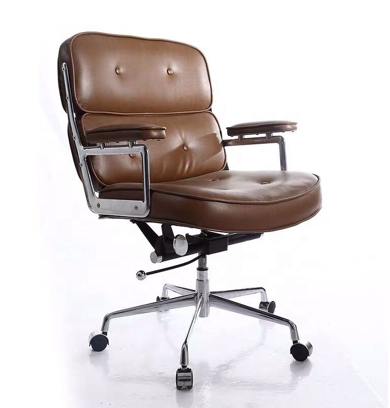 high back lobby chair genuine leather reclining chair brown boss office chair