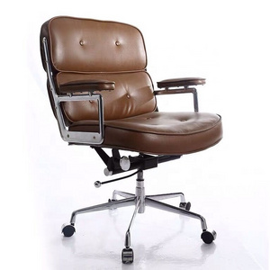 high back lobby chair genuine leather reclining chair brown boss office chair