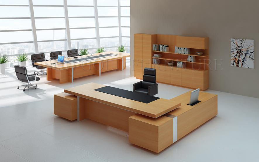 Modern luxury office desk u shape desks with bookcase