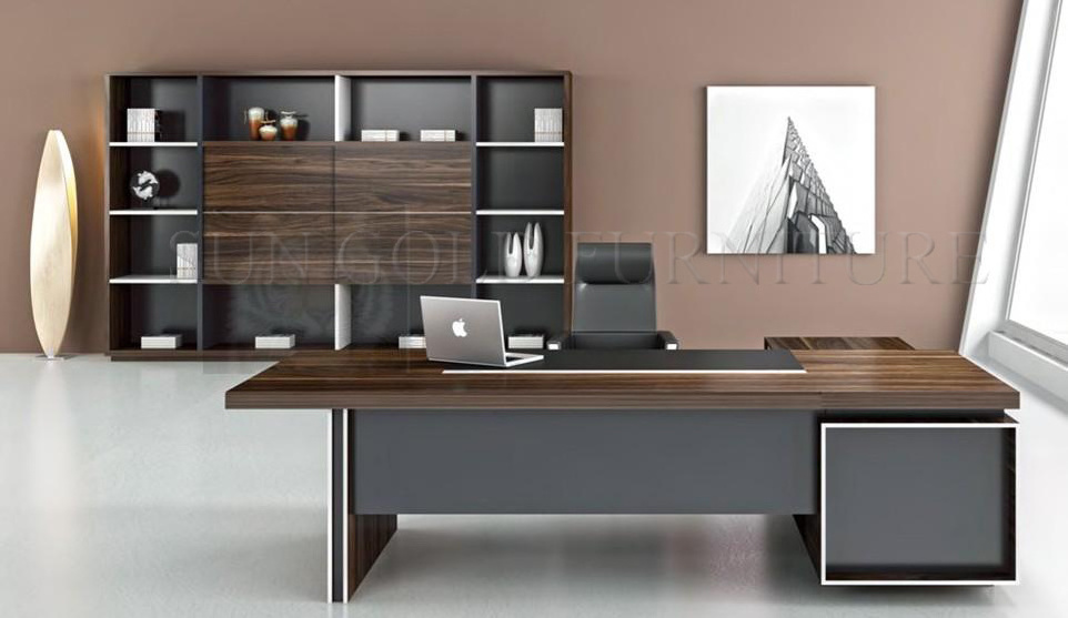 Modern luxury office desk u shape desks with bookcase