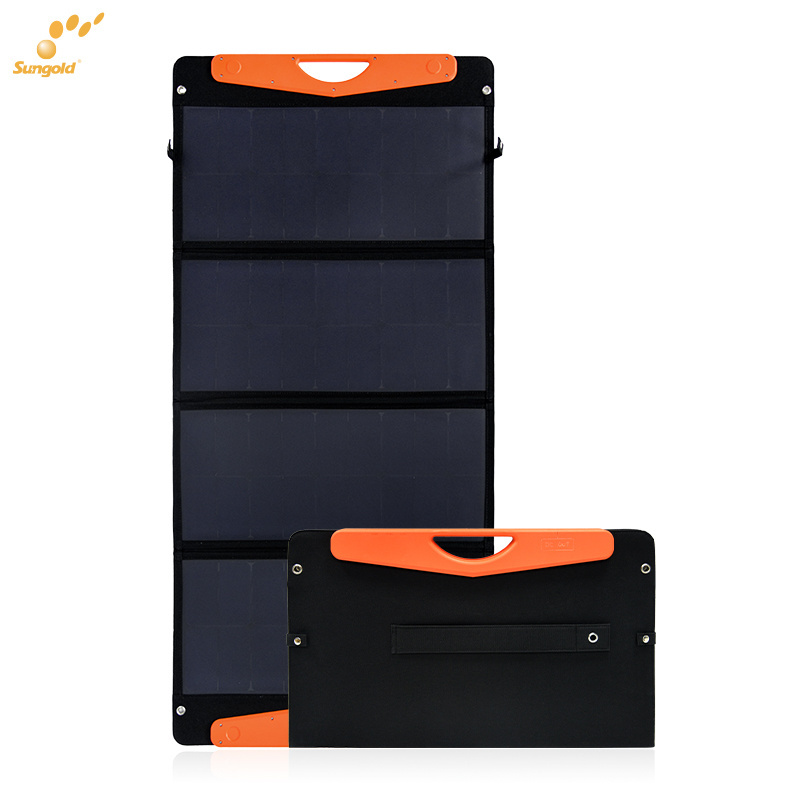 Sungold foldable solar panel with kickstands QC3.0 USB-A Type-C for Jackery Rockpal Goalzero Suaoki Power station solar panel