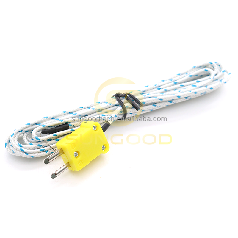 K Type Thermocouple Probe With 1 Meter Cable Temperature Sensor Fiberglass Wire 1M Yellow Probes