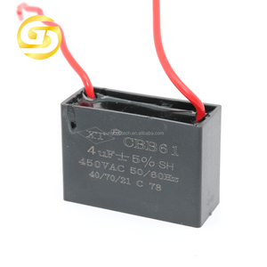 Fan Capacitor CBB61 4uF 450V 450VAC 50/60Hz With Wire Start Condenser Film Capacitor