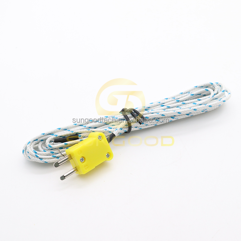 K Type Thermocouple Probe With 1 Meter Cable Temperature Sensor Fiberglass Wire 1M Yellow Probes