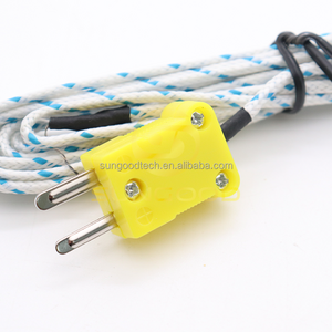 K Type Thermocouple Probe With 1 Meter Cable Temperature Sensor Fiberglass Wire 1M Yellow Probes