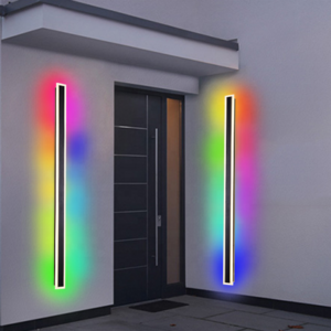 Aluminum Modern Waterproof  black garden light Outdoor Long Strip LED RGB Wall lamp Sconce Light