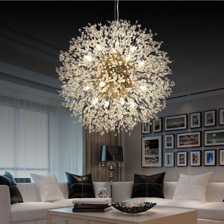 sungreen Hot Sales Crystal chandelier 9-light firework modern Sputnik Chandelier Pendant Light Living Room Fixture