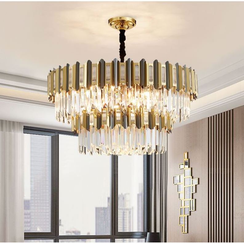 Wholesale Crystal Chandelier Modern Decorative AC220/AC110 Living Room Matt Black Luxury Hotel Chandelier