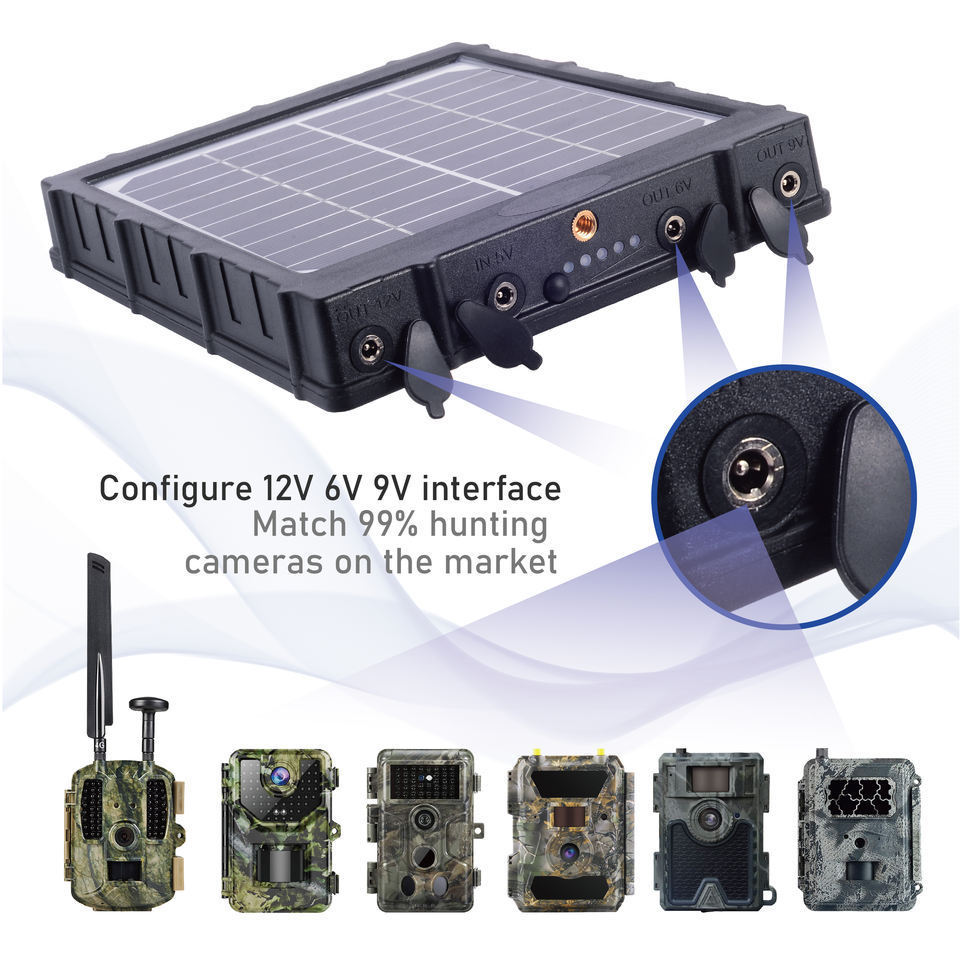 3W 8000 mAh Monocrystalline Panels Cellular Game Trail Cameras 5/6/9/12V External Rechargeable  3W 8000 mAh Battery Wildlife