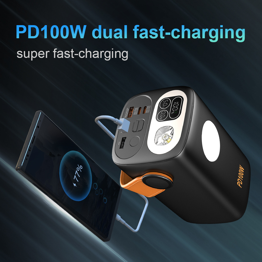 2024  62000mAh PD100 super dual fast charging power bank  LED bulbs lighting lamps lantern global mini portable power station