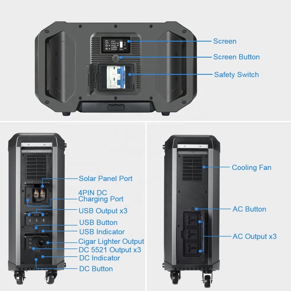 New Arrival Portable solar generator 2000W For Camping Caravan Outdoor Emergency Energy System power station