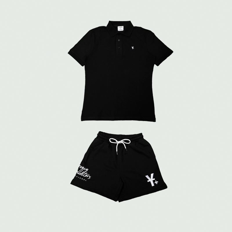 Custom Embroidered Print Logo Black White Polo T-Shirt Shorts Men's High Quality Track Suits