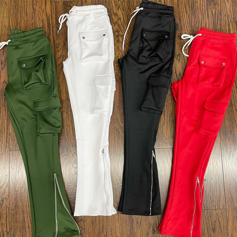 Pinstripe Side Stitching Cargo Jogger Pinstripe Trackpants Polyester Pants