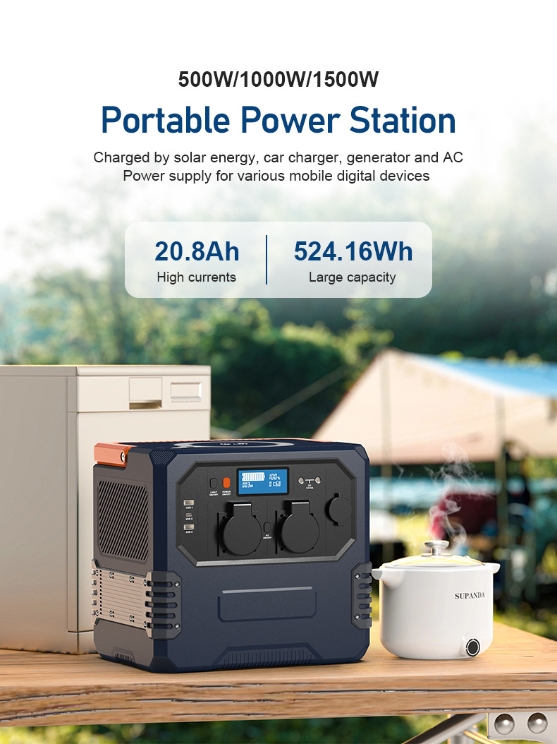 Customized Solar Generator MPPT ups 110V 220V 500W Backup Portable lithium battery Power Station