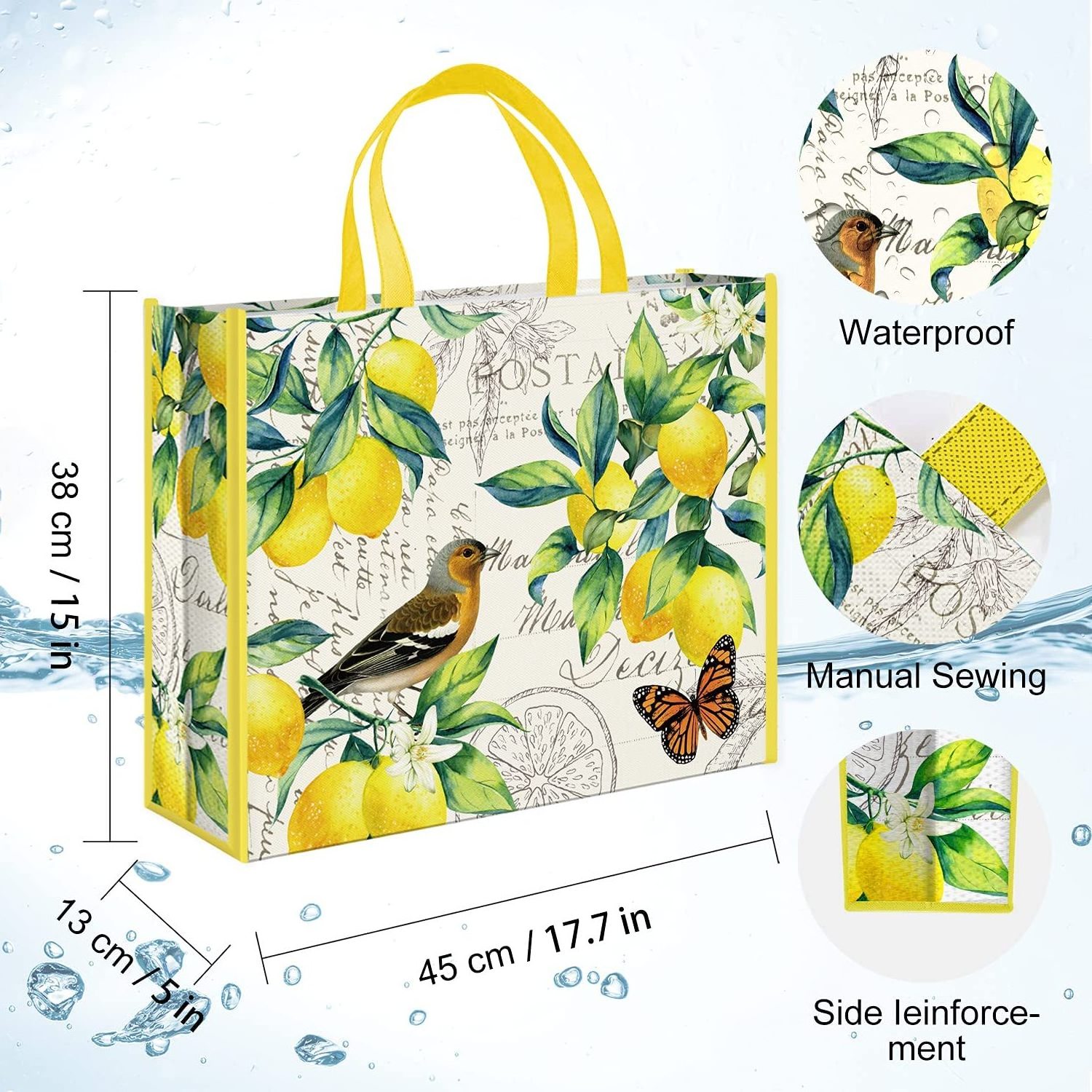 Recycled non woven  Reusable Shopping Bags Sun Flowers Washable Grocery Bags Fabric Tote Bag