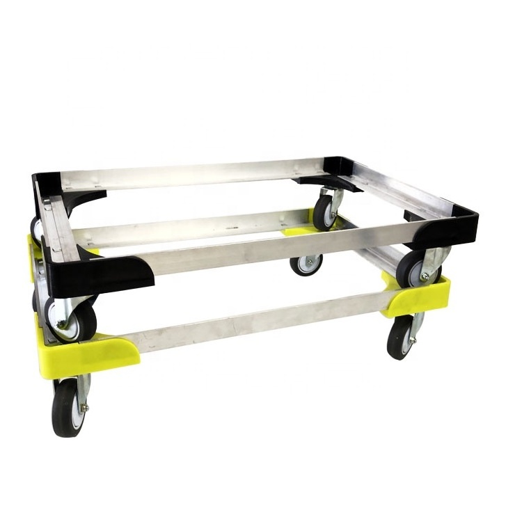 Plastic Moving Dolly Platform Aluminium Four Wheel  For Crate Moving