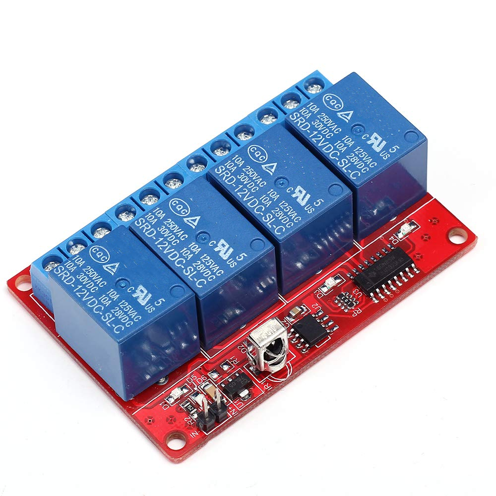 4 Channel 12V Infrared Receiver Relay Driver Board + 5-Key IR Remote Control Switch 150mA 8m 4CH Transmitter