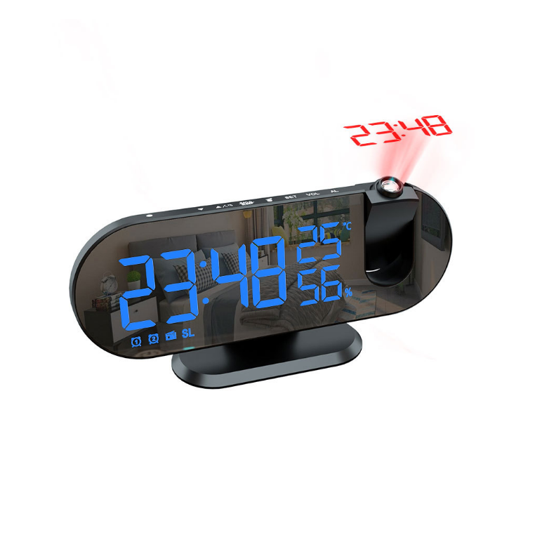 FM Radio LED Digital Smart Alarm Watch Watch Electronic Desk Clock USB Wake Clock with 180 Time Projection