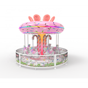 8  seats carousel candy theme indoor Amusement Park Rides Manege Attraction Mini Kids Swing Carousel Merry Go Round For Sale