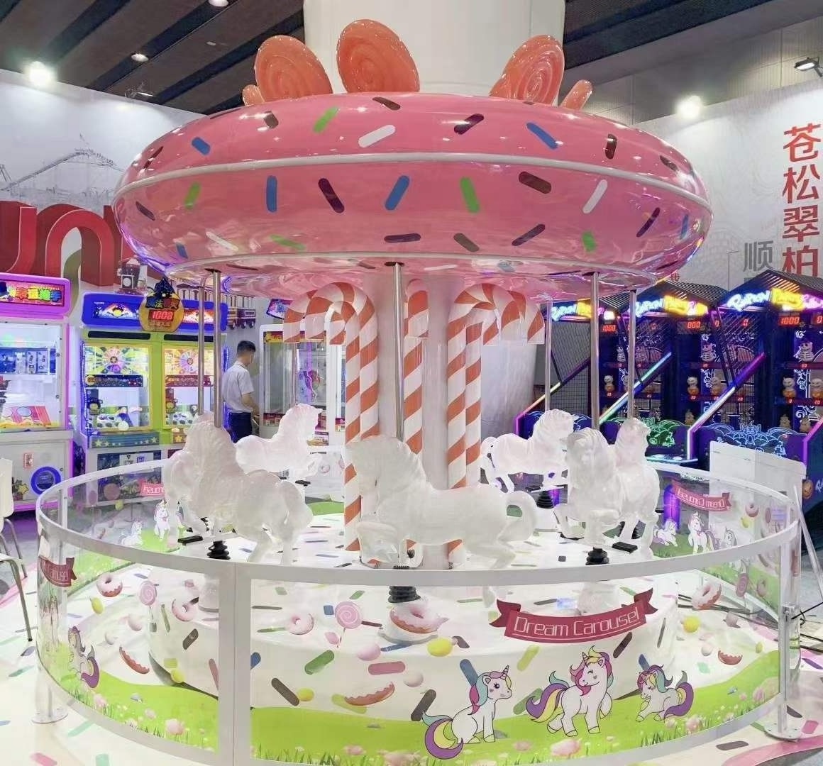 8  seats carousel candy theme indoor Amusement Park Rides Manege Attraction Mini Kids Swing Carousel Merry Go Round For Sale