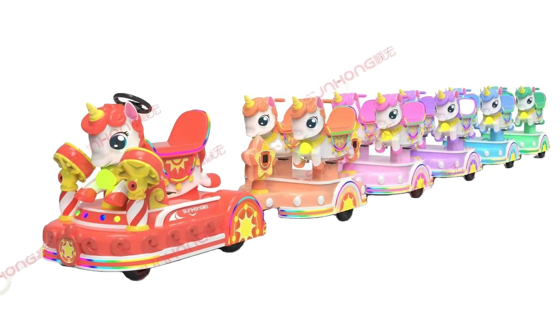 Fiberglass factory directly Electric train Amusement park  ride  mini  kiddie mall sight-seeing  trackless train for sale