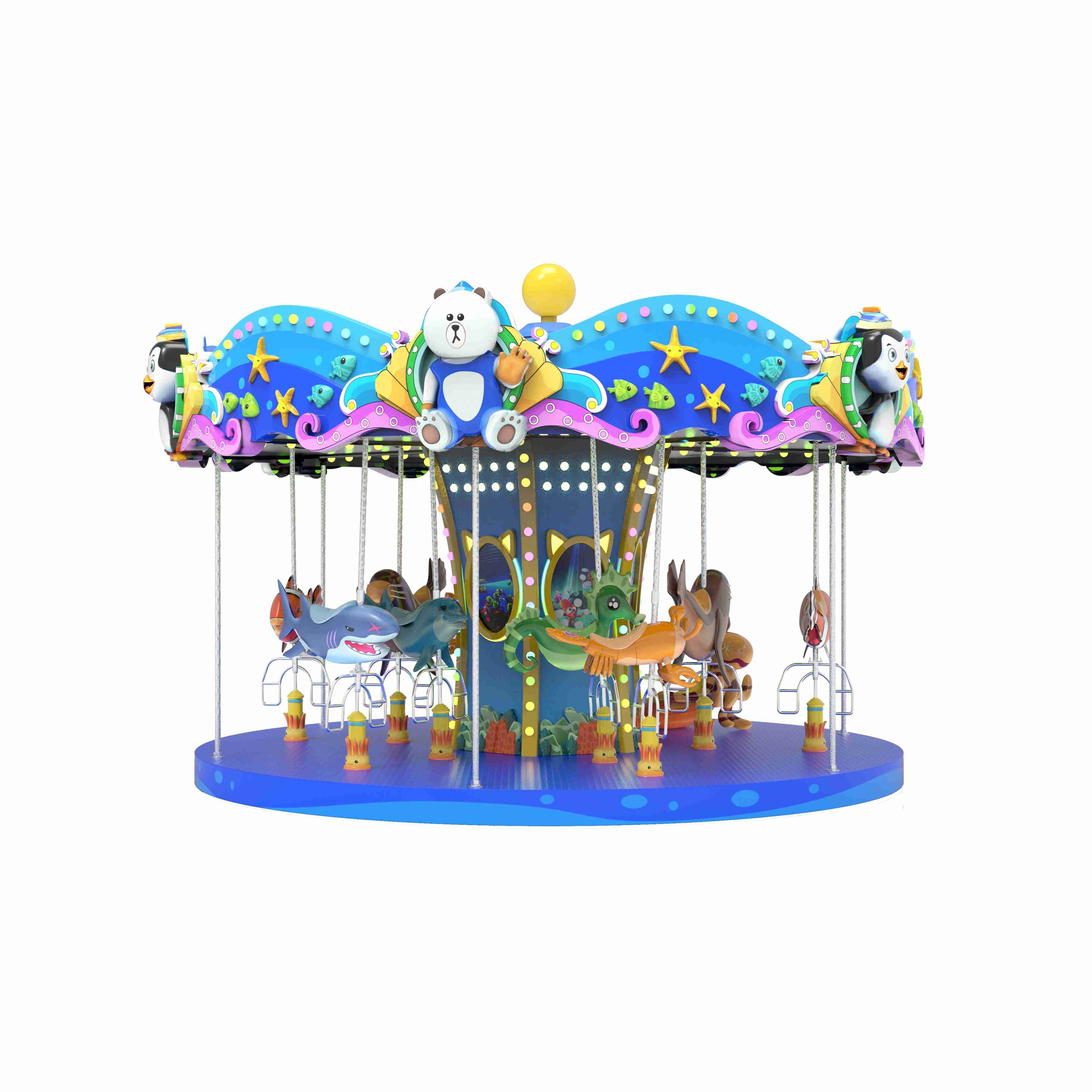 Amusement Park Children Swing Rotating Carousel Roundabout Kids Merry Go Round Amusement Rides Carousel for Sale