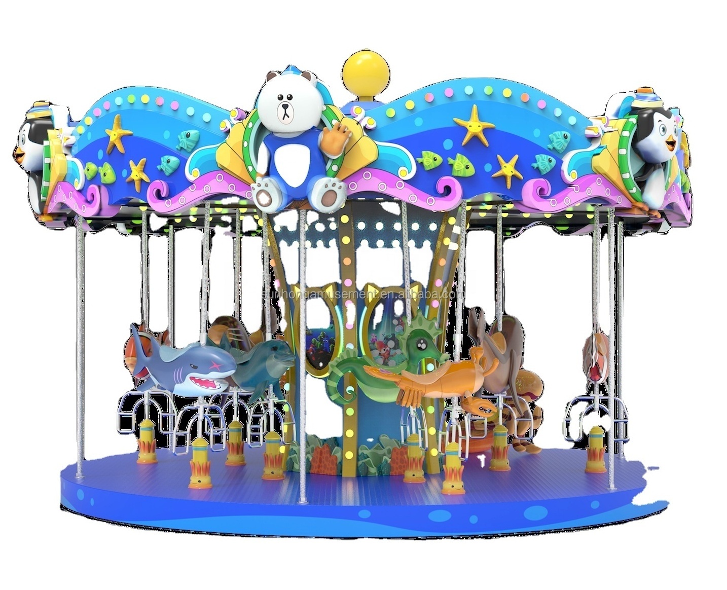 Amusement Park Children Swing Rotating Carousel Roundabout Kids Merry Go Round Amusement Rides Carousel for Sale