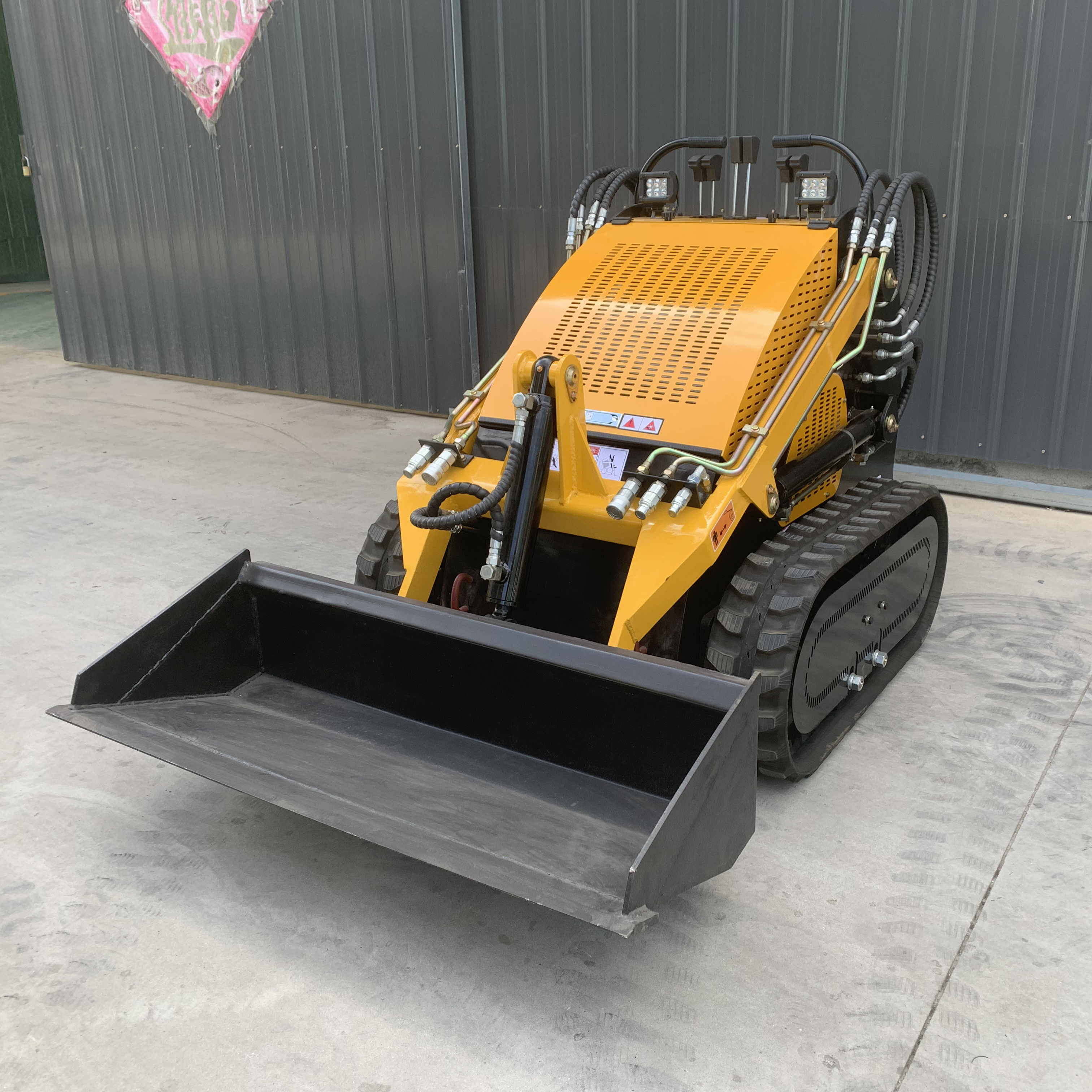 High Quality Electric Mini Skid Steer Track Loader With Stump Grinder