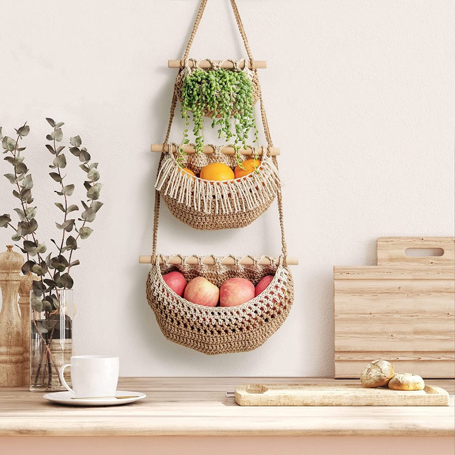 Over the Door Organizer Fruit hammock kitchen Hanging Storage basket