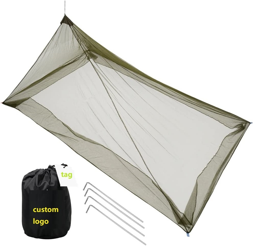 Portable Mosquito Bed Net Army Green camping Bug Net for Single Cot