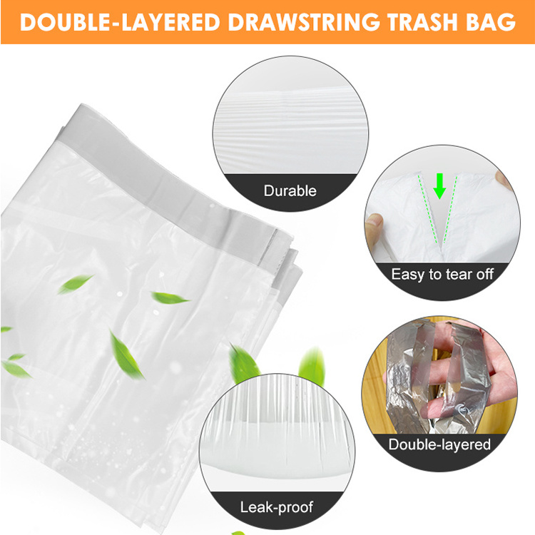 Hdpe Plastic Dustbin Liners Trash Bags White 16 Litter Bin Liner Kitchen Biodegradable Scented Garbage Bags With String