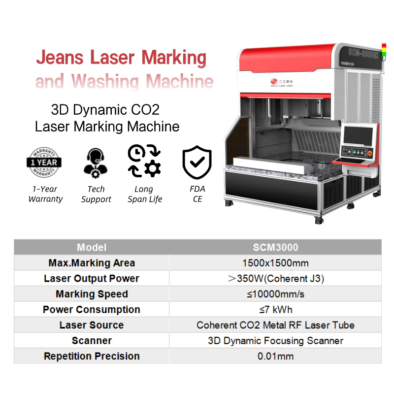 ARGUS galvo laser marking jeans SCM3000 Dynamic CO2 Laser Marking Machine