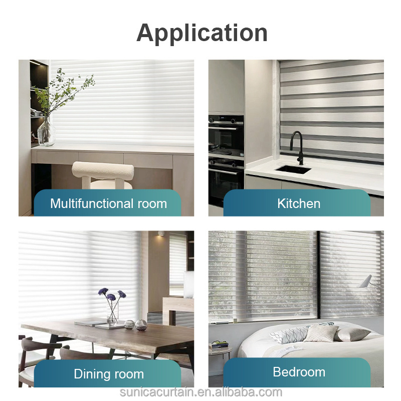 smart windows roller blind Cordless zebra shades with wand control motor electric zebra blinds with fireretardant fabre