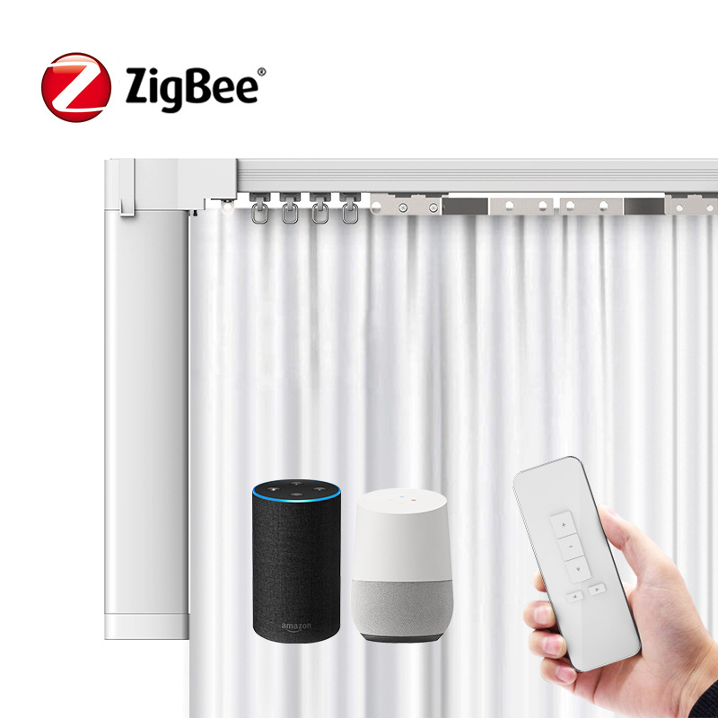 Smart Automatic Rail Motorized Curtain Opener Zigbee Curtain Motor  Track With Smart Curtains