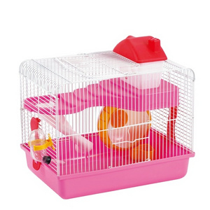 A standard large pink hamster cage made of pollution-free, biodegradable plastic