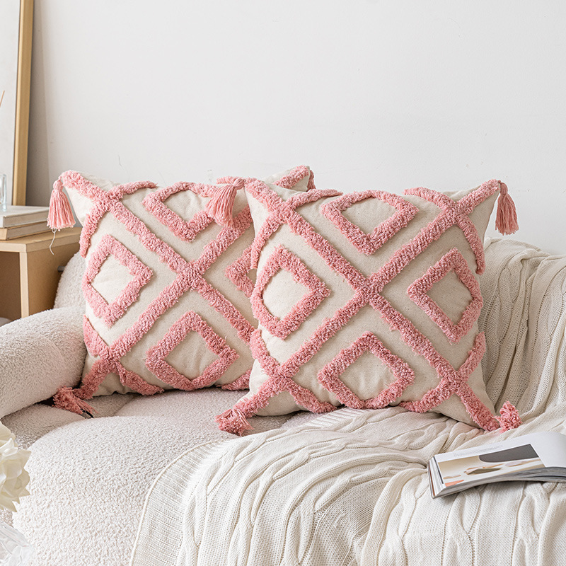 ins style pink tufted sofa pillow new home detachable pillow case 45*45cm decorative cushion cover