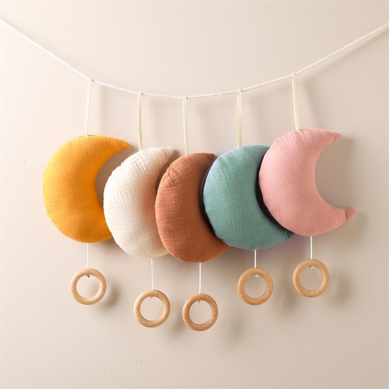 Moon Music Box Cotton Pendant Decoration for Newborn Nursery Baby Mobile Crib Hanging Toy