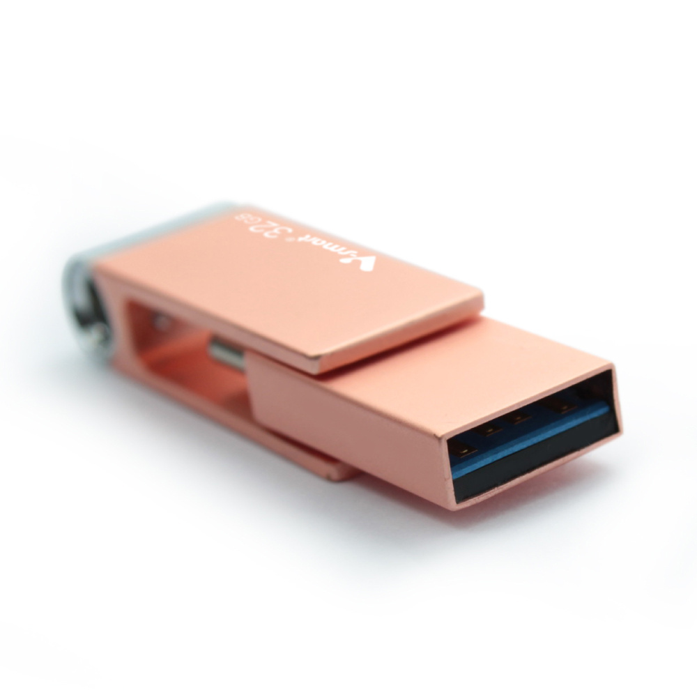 Prime Quality Rose Gold Metal OTG Usb Key 32Gb USB 3.0 With Return And Replacement Service