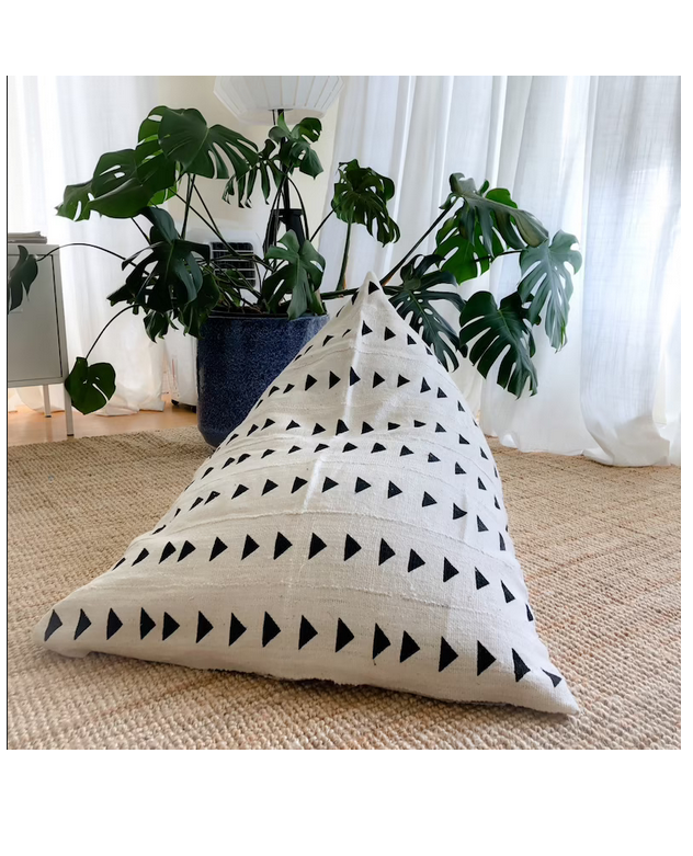 Indian Handmade Wholesale Authentic African Mudcloth Handwoven Textured 100% Cotton Modern Decor Bean Bag Boho Lounger Pouf