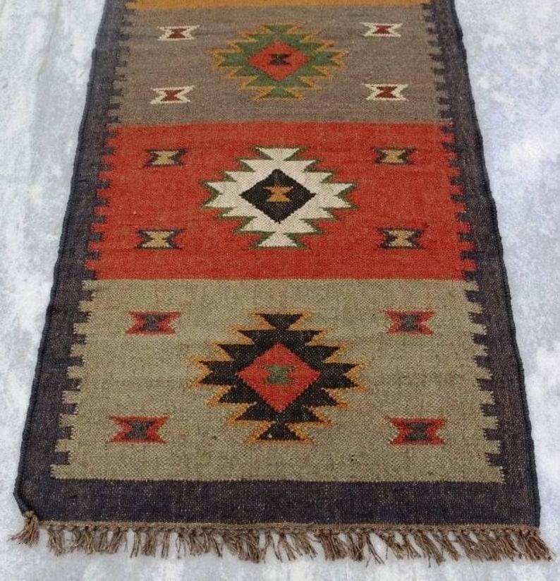 Indian Supplier Hand Knotted Wool Jute Braided Dhurrie Natural Modern Rectangle Woven Runner Carpet Adult Floor Area Kilim Rug