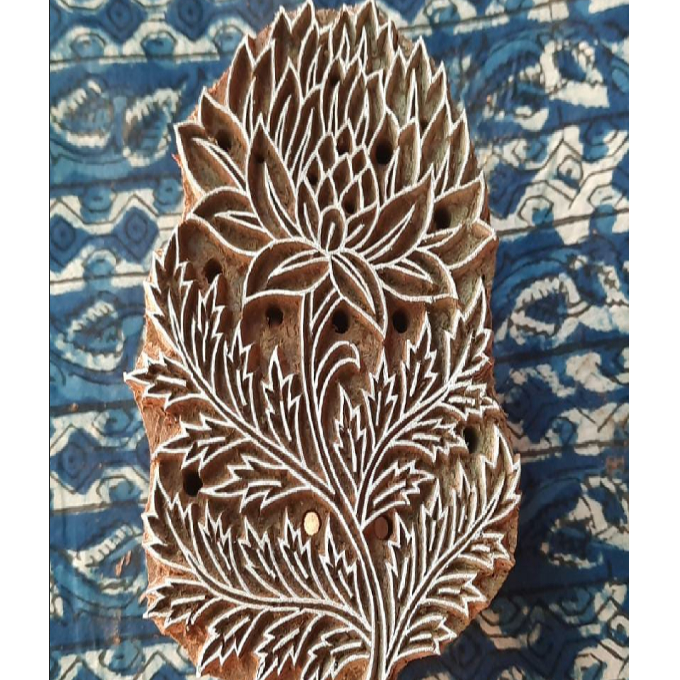 Wholesale Hand Carved Textiles Crafted Printing Stamp For Artistic Design Printing Cotton Fabric Border Painting Wooden Block