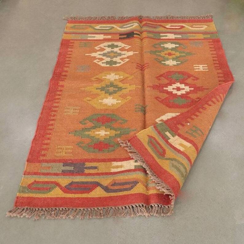 Indian Supplier Hand Knotted Wool Jute Braided Dhurrie Natural Modern Rectangle Woven Runner Carpet Adult Floor Area Kilim Rug