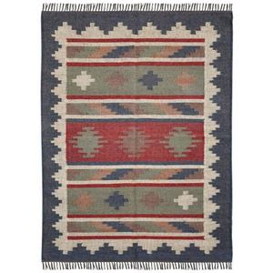 Indian Supplier Hand Knotted Wool Jute Braided Dhurrie Natural Modern Rectangle Woven Runner Carpet Adult Floor Area Kilim Rug