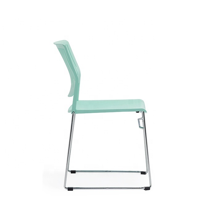 Dining Room Furniture Sky Blue Color Stackable Plastic White Armless Chairs