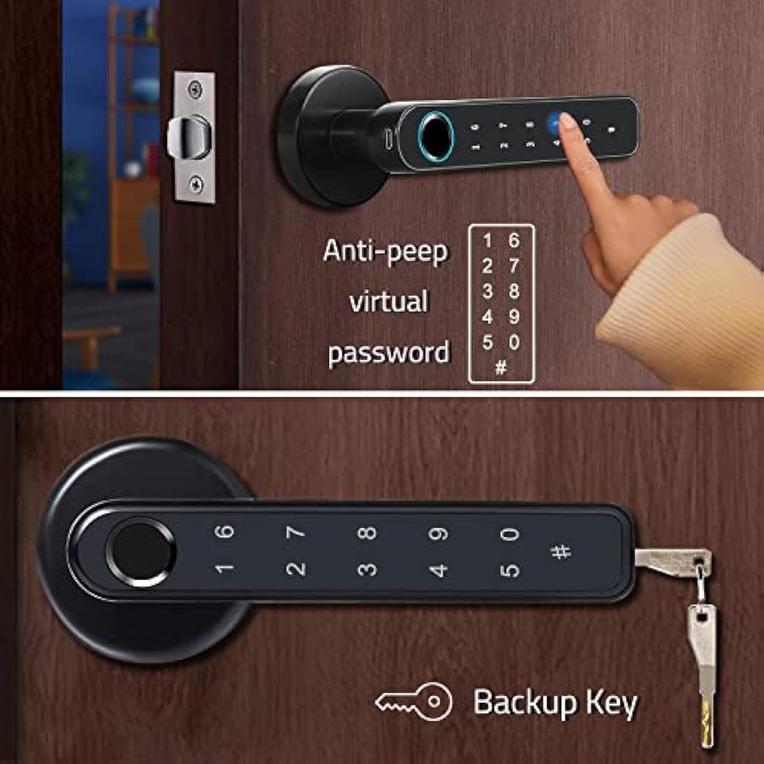 Tuya fingerprint door lock smart digital lock keyless entry knob on keyboardsmart room door lock