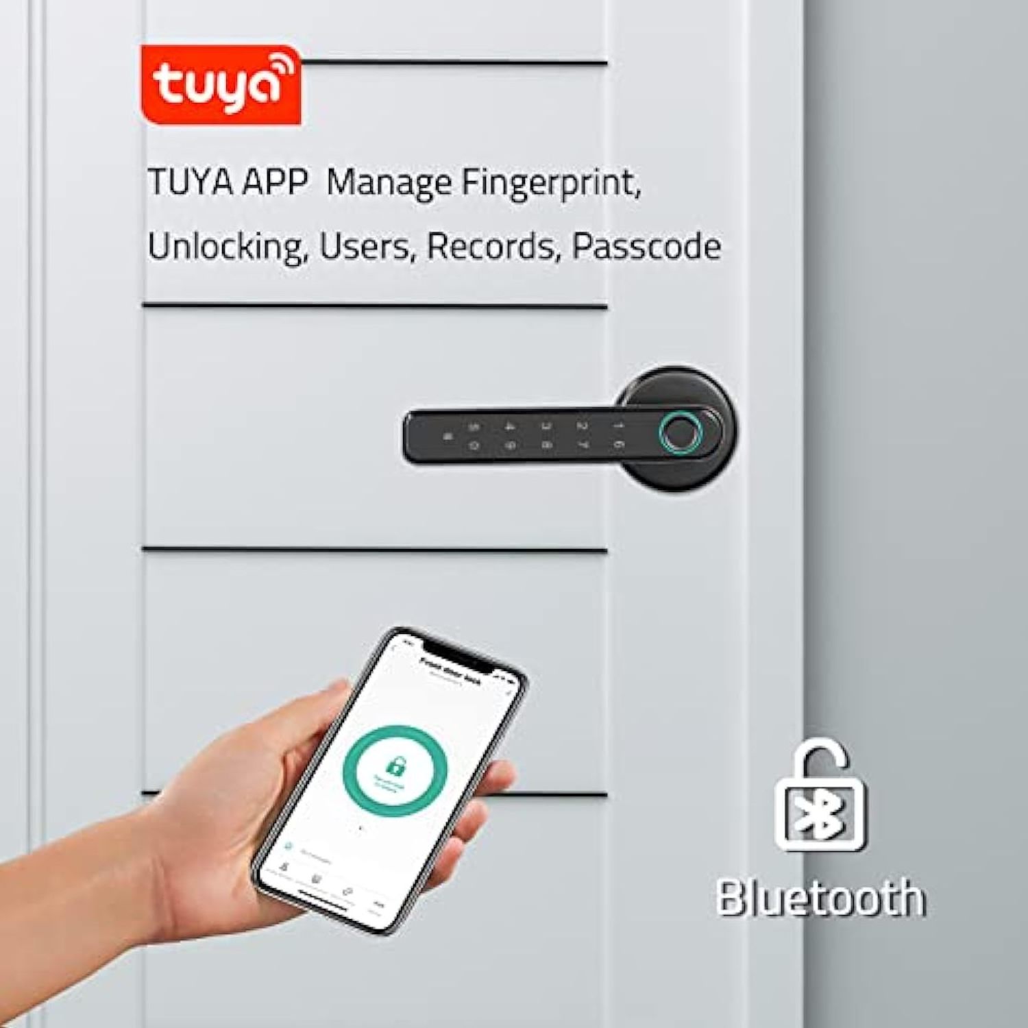 Tuya fingerprint door lock smart digital lock keyless entry knob on keyboardsmart room door lock